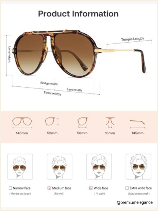 Retro Oversized Aviator Sunglasses with UV400 Protection main image 6